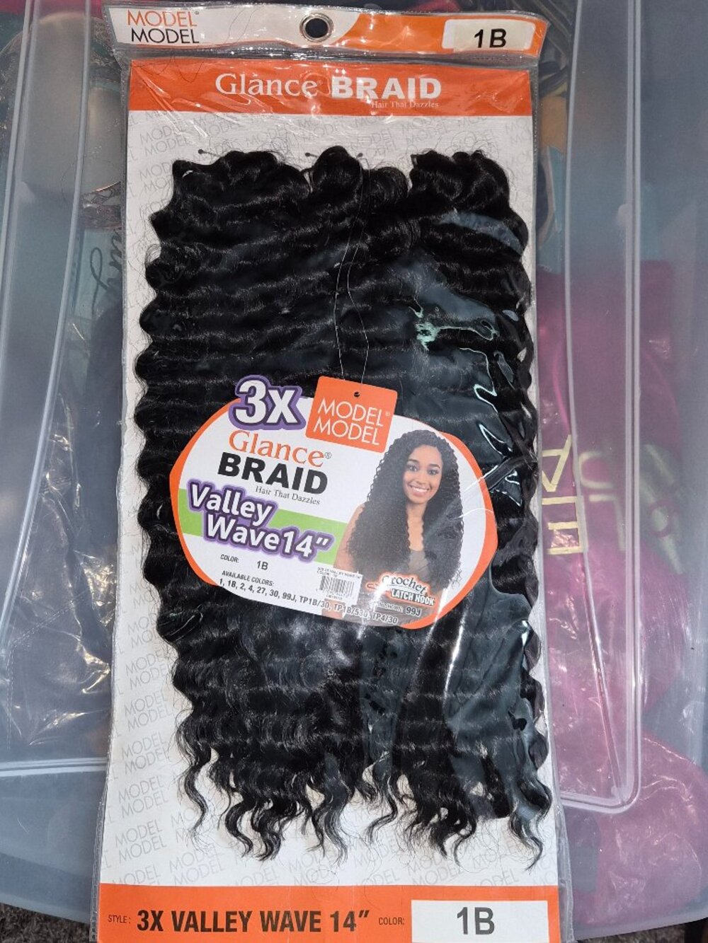 MODEL MODEL 3X Glance Braid Valley Wave14" Crocheting Hair (1B)